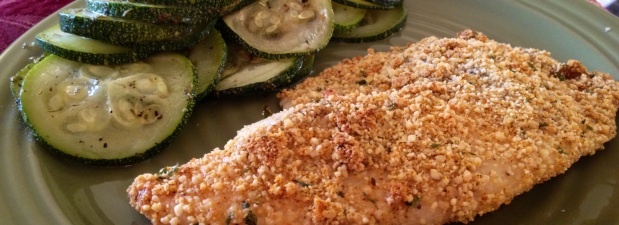 Almond-Crusted Tilapia with Roasted Zucchini